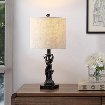 JONATHAN Y JYL1031B Gaston 20.5" Resin Mini LED Table Lamp for Living Room, Family Room, Dining Room, Bedroom, Hallway, Office, Antique Black