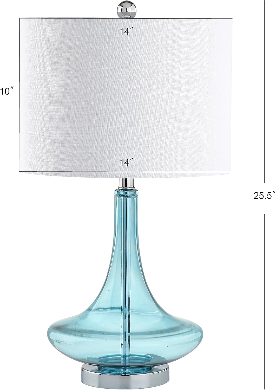 JONATHAN Y JYL1081C-SET2 Set of 2 Table Lamps Cecile 25.5" Glass Teardrop LED Table Lamp Contemporary Bedside Desk Nightstand Lamp for Bedroom Living Room Office College Bookcase, Clear