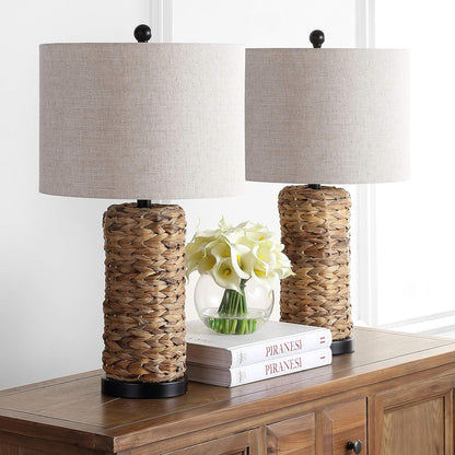 JONATHAN Y JYL6502A-SET2 Set of 2 Table Lamps Elicia 25" Sea Grass LED Coastal for Bedroom, Living Room, Office, College Dorm, Coffee Table, Bookcase