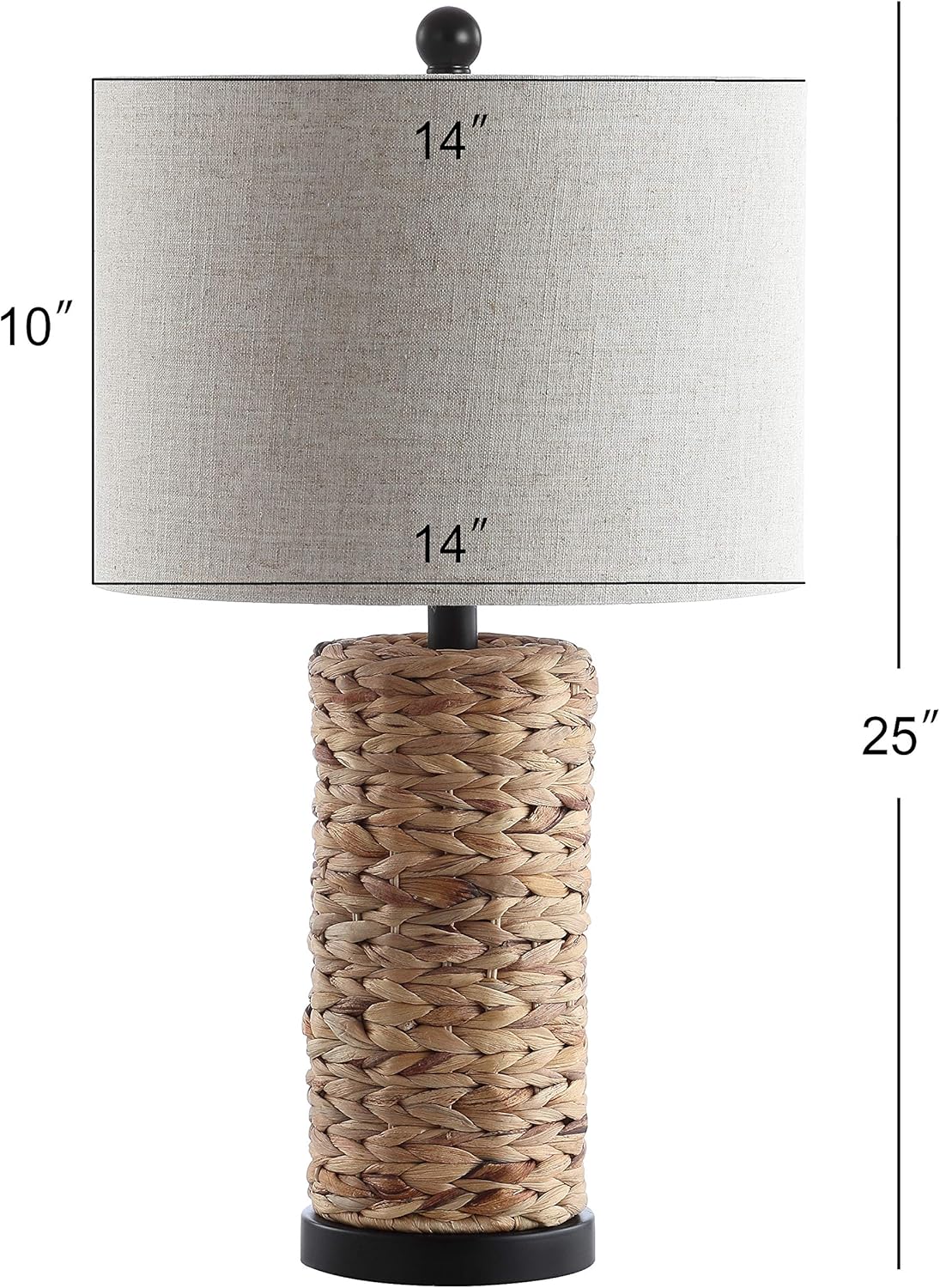 JONATHAN Y JYL6502A-SET2 Set of 2 Table Lamps Elicia 25" Sea Grass LED Coastal for Bedroom, Living Room, Office, College Dorm, Coffee Table, Bookcase