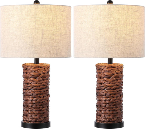 JONATHAN Y JYL6502A-SET2 Set of 2 Table Lamps Elicia 25" Sea Grass LED Coastal for Bedroom, Living Room, Office, College Dorm, Coffee Table, Bookcase