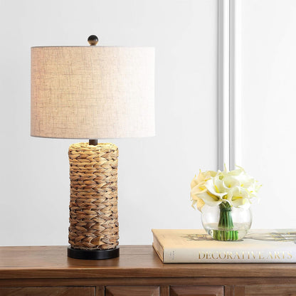 JONATHAN Y JYL6502A-SET2 Set of 2 Table Lamps Elicia 25" Sea Grass LED Coastal for Bedroom, Living Room, Office, College Dorm, Coffee Table, Bookcase