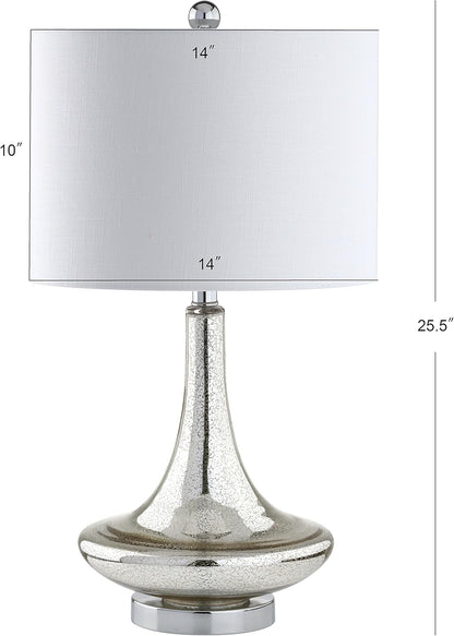 JONATHAN Y JYL1081C-SET2 Set of 2 Table Lamps Cecile 25.5" Glass Teardrop LED Table Lamp Contemporary Bedside Desk Nightstand Lamp for Bedroom Living Room Office College Bookcase, Clear