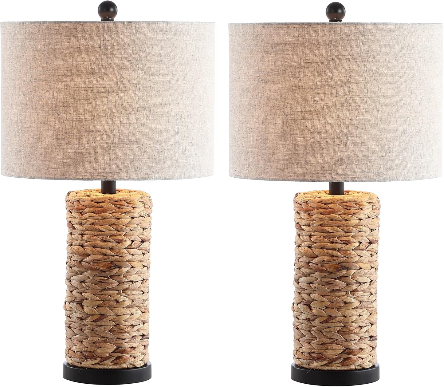 JONATHAN Y JYL6502A-SET2 Set of 2 Table Lamps Elicia 25" Sea Grass LED Coastal for Bedroom, Living Room, Office, College Dorm, Coffee Table, Bookcase