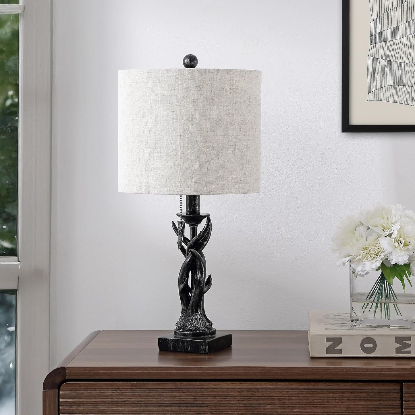 JONATHAN Y JYL1031B Gaston 20.5" Resin Mini LED Table Lamp for Living Room, Family Room, Dining Room, Bedroom, Hallway, Office, Antique Black