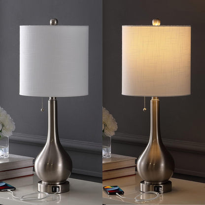 JONATHAN Y JYL1127A-SET2 Tyler 24" Gourd Iron LED Table Lamp, Pull-Chain, Dual USB Charging Port, Farmhouse, Classic, Modern, Traditional for Bedroom, Living Room, Office, Oil Rubbed Bronze, Set of 2