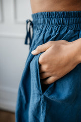 Handmade Linen A-Line Skirt: Elastic Waist Broomstick Skirt