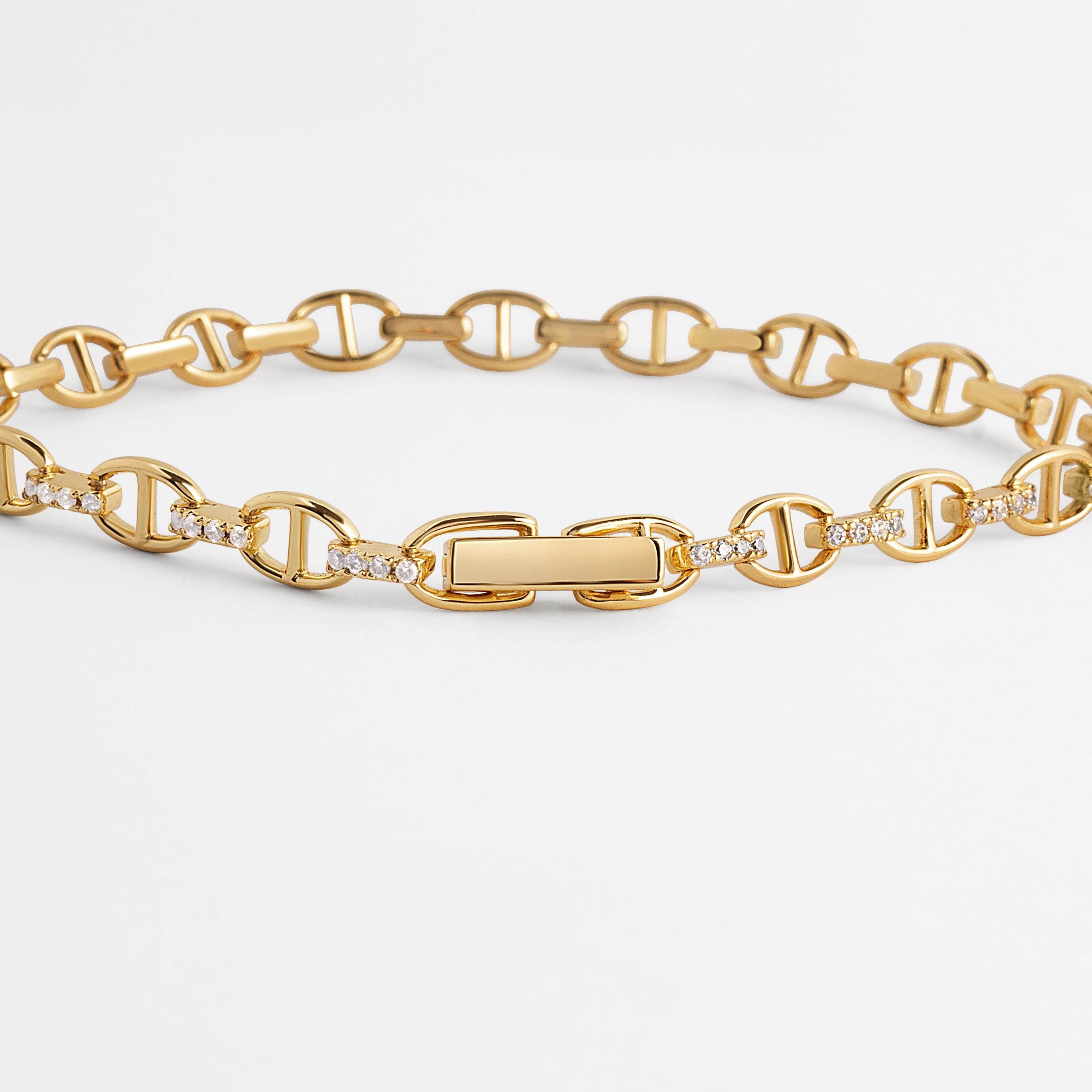 Chain Bracelet with Pave Stones
