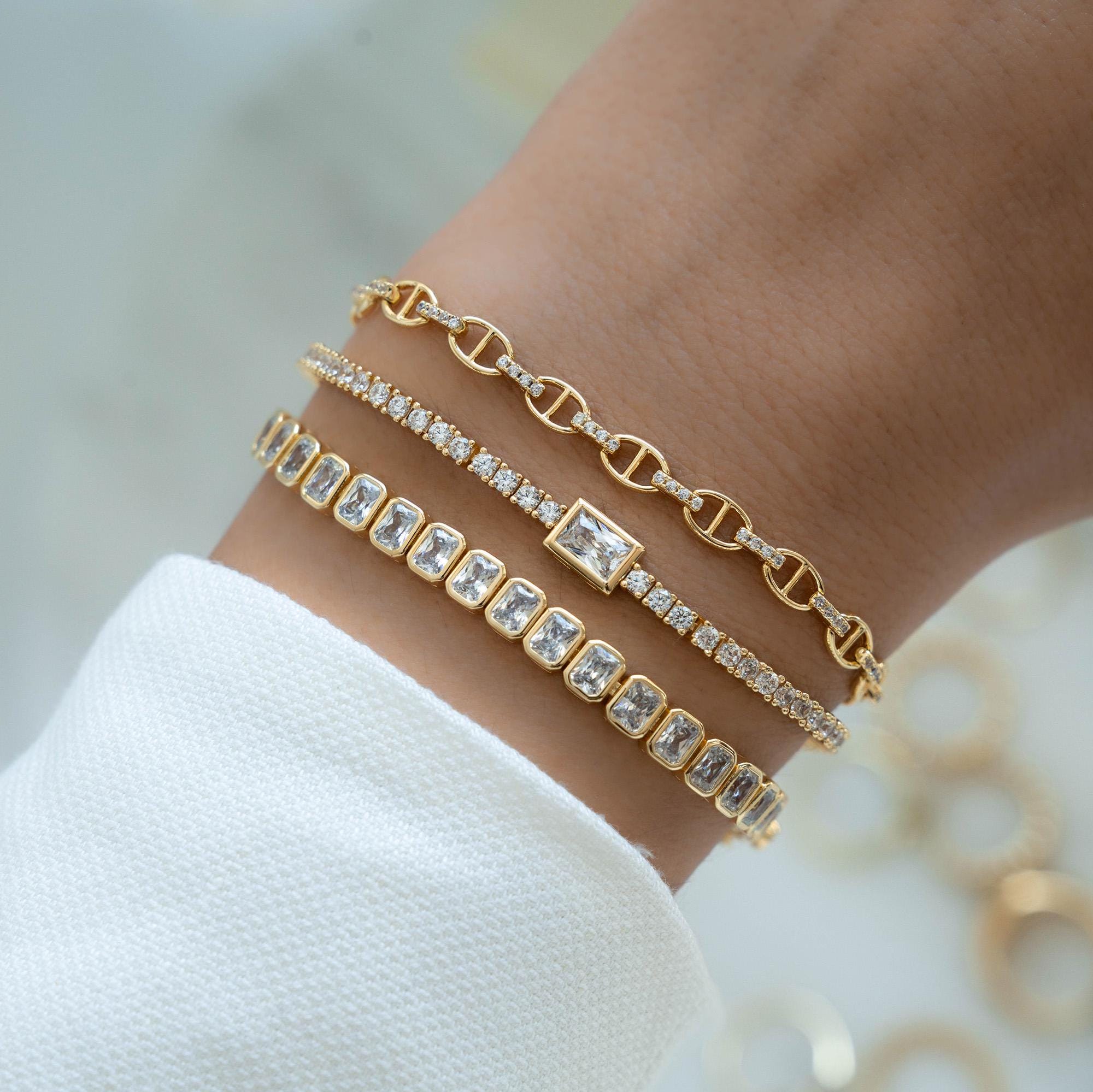 Chain Bracelet with Pave Stones