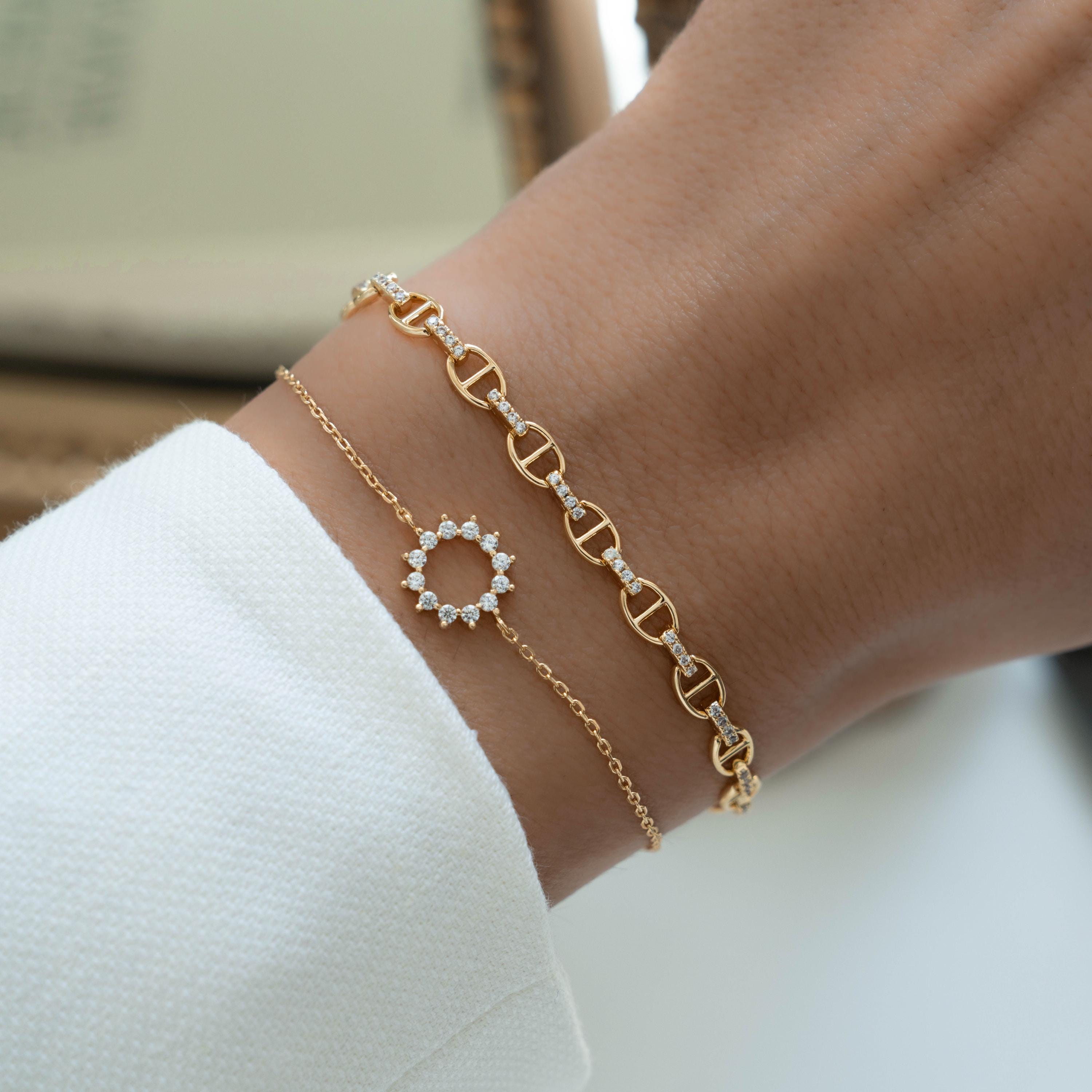 Chain Bracelet with Pave Stones