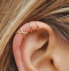 Set of 2 Ear Cuffs or Single Ear Cuff, No Piercing Needed, Double, Criss Cross, Fake Piercing, Cartilage Ear Cuff, Upper Ear Wrap Earrings, Earcuff