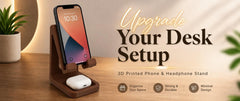 Phone and Headphone Stand, 3D Printed Desk Organizer, Minimalist Phone Holder, Office Desk Setup, Home Office Decor