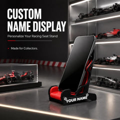Racing Seat Phone Stand - F1 Inspired Desk Holder, Automotive Themed Decor, Gift for Car Lovers, Formula 1 Racing Fan Accessory