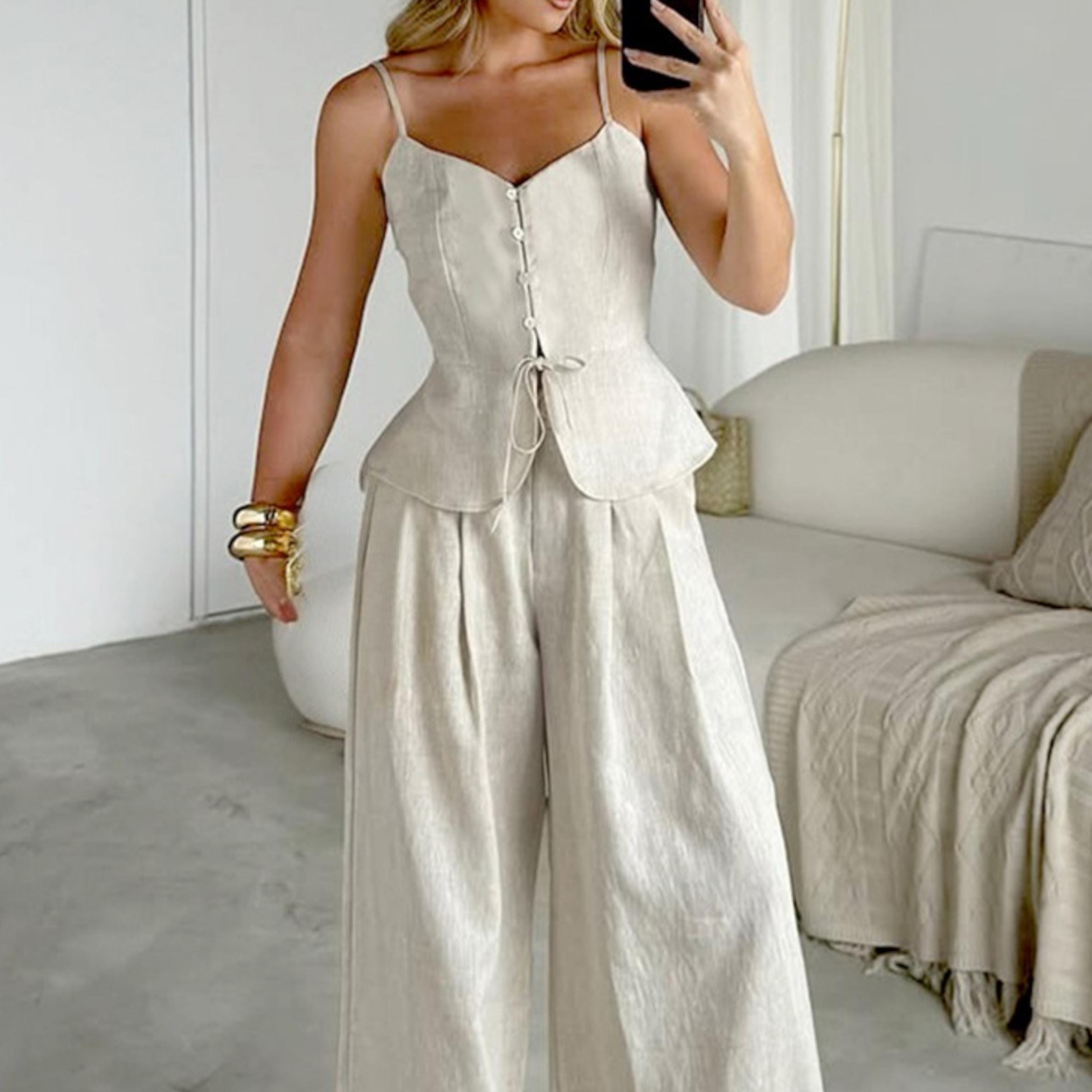 Two Piece Suit | Wide Leg Pant Set | Office Wear | Summer Work Outfit