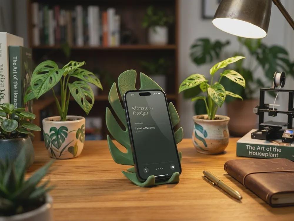 Monstera Leaf Phone Stand | 3D Printed Tropical Desk Decor